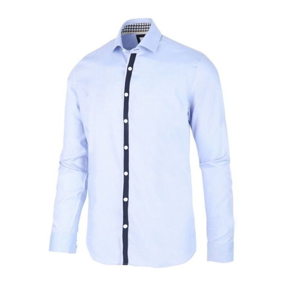 BLUE Industry Button Down Shirt Sz 39 Blue with Contrast Trim Down Front